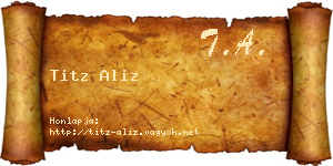 Titz Aliz névjegykártya